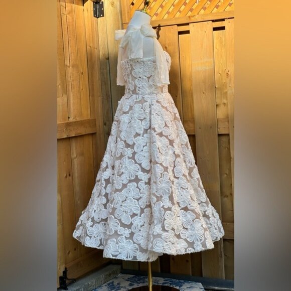 🆕 BRONX & BANCO 🧿 NWOT Sabrina White Bridal Midi Dress, Sz M / US 6 - Picture 9 of 15